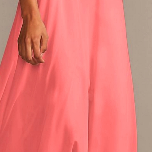 David's Bridal Guava Bridesmaid Prom Long Sheath Halter Dress Size 4 - Picture 9 of 11